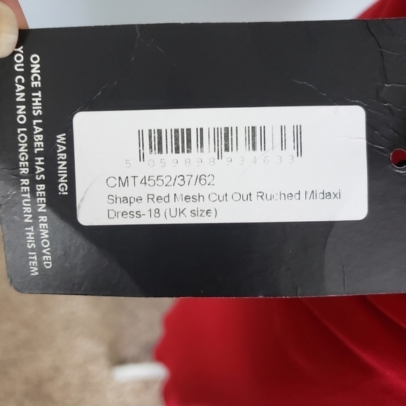 PRETTY LITTLE THING Cut Out Ruched Mesh Maxi Dress Red Sz 14 - Picture 6 of 9